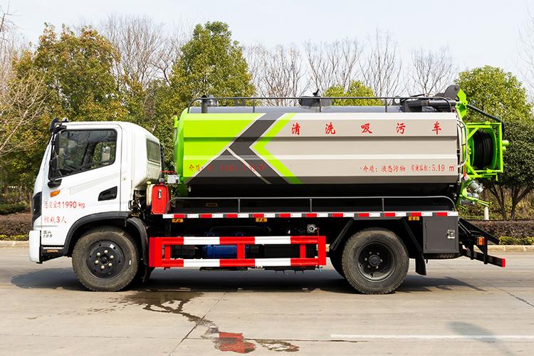 東風華神T3清洗吸污車(水箱邊掛) 3.5方清水配9.3方污水，建筑物水箱清洗的專業利器